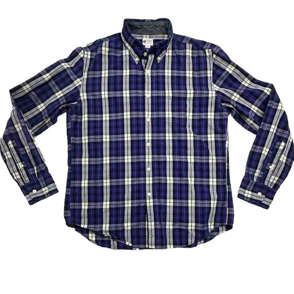 J Crew Mens‎ Shirt Size Large Washed Tartan Button Down Long Sleeve Purple Plaid - Picture 1 of 7